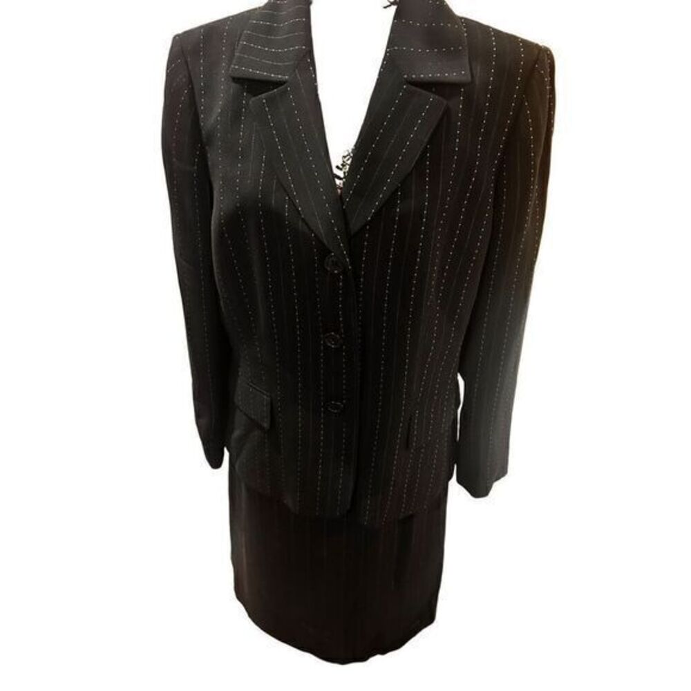 Kasper Pin Strip Stitch Skirt Suit